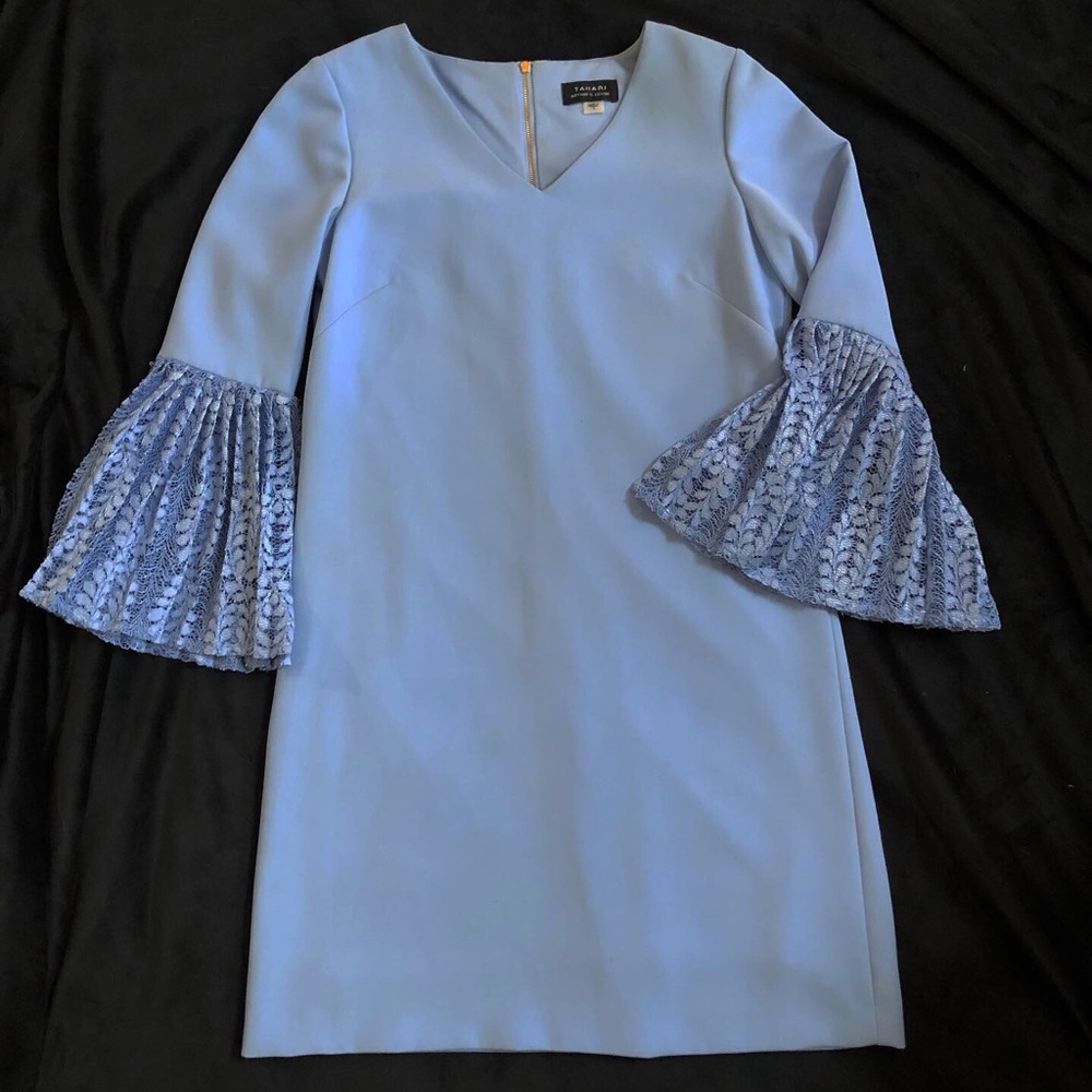 Periwinkle Tahari Bell Sleeve Shift Dress